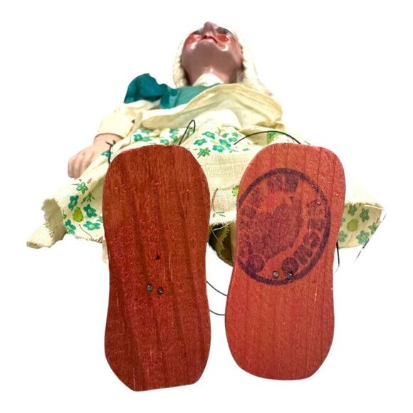 VTG Handmade Czech Marionette Puppet Grandma Blonde Grey Hair Braid Floral Dress - Picture 5 of 10